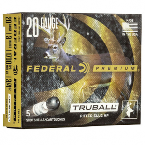 eral PB209RS Premium Vital-Shok TruBall Slug 20 Gauge 3 3/4 Oz 5 Rounds Ammo