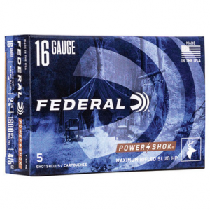 Federal F164RS PowerShok 16 Gauge 2.75" 4/5 Oz Rifled Slug 5 Rounds