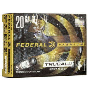 Federal Premium Vital-Shok 20 GA 2-3/4" 3/4oz TruBall HP Rifled Slug 5 Rounds