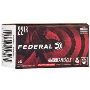 eral AE22SUP1 American Eagle Suppressor 22LR 45 GR SP 50 Rounds Ammo