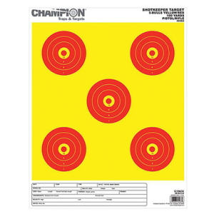 Champion 45563 ShotKeeper 5 Bull 100 Yard Target Large Yellow/Red 12 Pack