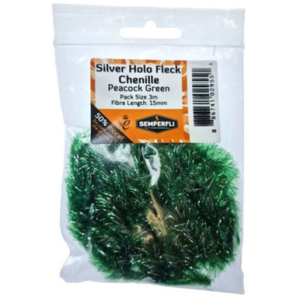 Semperfli Silver Tinsel Fleck 15mm Large Peacock Green