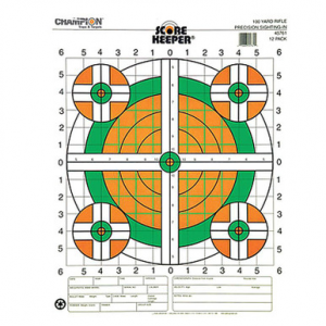Champion Scorekeeper 100 Yd Rifle Target Orange/Green Bulls 12PK 45761