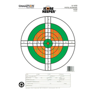 Champion Flourescent Orange/Green Bullseye Target 25 Yd Pistol 45760