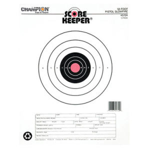 Champion 50 Foot Pistol Slowfire Orange Bullseye 12 Per Pack, 45724