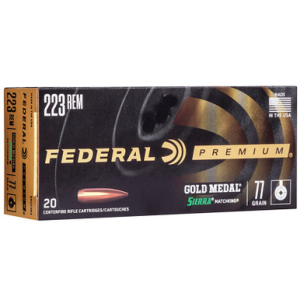 eral GM223M3 Gold Medal 223/5.56 NATO 77 GR Sierra Match King BTHP 20 Rounds Ammo