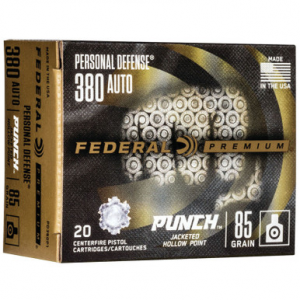 Federal PD380P1 Premium Punch 380 ACP 85 GR JHP 20 Rounds
