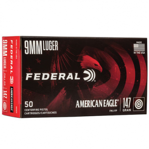 Federal AE9FP American Eagle 9mm 147 GR FMJ 50 Rounds