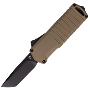 Tekto A2 Badger Automatic Dessert Tan Aluminum Black D2 Steel Blade 1.85"