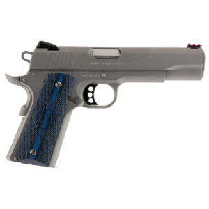 Colt Competition Govt 38 Super 5" Barrel SS Finish G10 Blue Grips NovakSights 9rd Mag