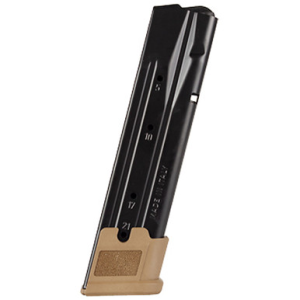 Sig Sauer M17/P320 9mm 21 Round Steel/Polymer Black Body/FDE Base Finish Magazine, MAG-MOD-F-9-21-COY