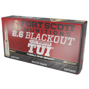 Fort Scott 8.6 Blackout Sub-Munition SCS TUI- 285Gr Solid Copper Ammo 20 Rounds