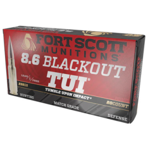Fort Scott 8.6 Blackout Ammo SCS TUI - 235Gr Solid Copper Ammo 20 Rounds