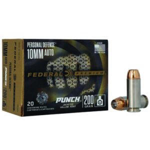 eral PD10P1 Personal Defense Punch 10mm Auto 200 Gr Jacketed Hollow Point (JHP) 20 Rounds Ammo