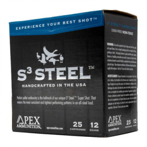 x Ammunition S3 Steel 12 Gauge 3in #3 1/4oz Waterfowl Shotshells 25 Rounds Ammo