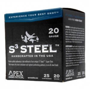 x Ammunition S3 Steel 20 Gauge 3in #3 1oz Waterfowl Shotshells 25 Rounds Ammo