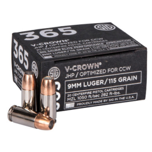  Sauer E9mmA136520 Elite VCrown 9mm 115 GR JHP 20 Rounds E9MMA1-365-20 Ammo
