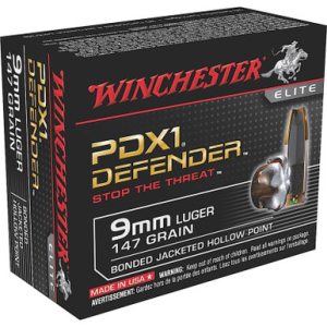 Winchester S9mm PDX1 Defender 9mm 147 GR Bonded JHP 20 Rounds chester S9mm PDX1 Defender 9mm 147 GR Bonded JHP 20 Rounds Ammo