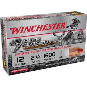 Winchester Deer Season XP Copper Impact 12 Gauge 2-3/4 1 Oz Copper Extreme Point Sabot Slug Lead-Free 5 Rounds chester Deer Season XP Copper Impact 12 Gauge 2-3/4 1 Oz Copper Extreme Point Sabot Slug Lead-Free 5 Rounds Ammo