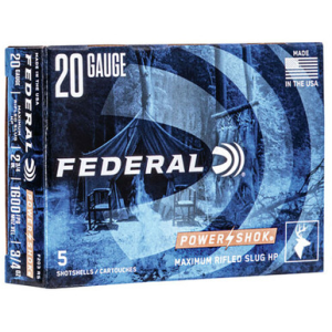 Federal F203RS PowerShok Rifled Slug 20 Gauge 2.75 3/4 Oz Slug Shot 5 Rounds eral F203RS PowerShok Rifled Slug 20 Gauge 2.75 3/4 Oz Slug Shot 5 Rounds Ammo