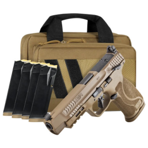 Smith And Wesson M&P 9 M2.0 9mm 5" Barrel Thumb Saftey FDE Savieo Equipment Bundle 17 Round