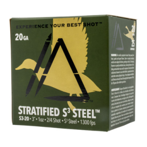 Apex Stratified Series 1300fps 20 Gauge 3 1oz #2 And #4 Blended Steel Shot 25 Rounds x Stratified Series 1300fps 20 Gauge 3 1oz #2 And #4 Blended Steel Shot 25 Rounds Ammo