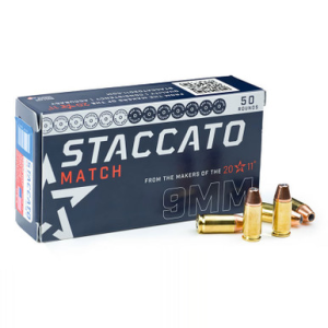 Staccato Match 9mm 136 Grain Open Tip Match 50rd ccato Match 9mm 136 Grain Open Tip Match 50rd Ammo
