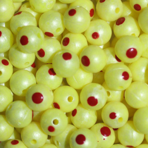 TroutBeads Blood Dot Chartreuse Pearl 10 mm