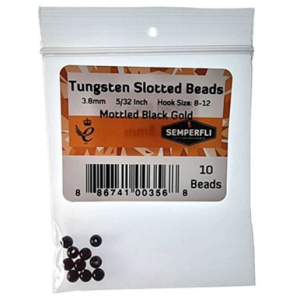 Semperfli Tungsten Slotted Beads 3.8mm (5/32 inch) Mottled Black & Gold