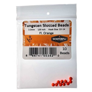Semperfli Tungsten Slotted Beads 3.3mm (1/8 inch) FL Orange