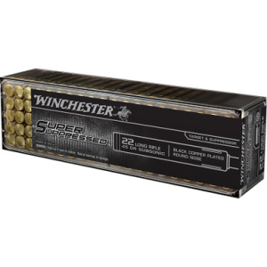 Winchester Ammo SUP22LR Super Suppressed 22LR 45gr Black Copper Plated Round Nose 100 Per Box/20 Case chester SUP22LR Super Suppressed 22LR 45gr Black Copper Plated Round Nose 100 Per Box/20 Case Ammo