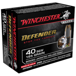 chester S40SWPDB Defender 40 S&W 165 GR Bonded JHP 20 Rounds Ammo