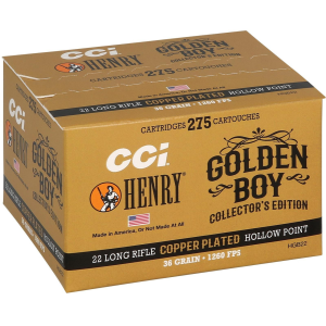 CCI HGB22 22LR 36gr Copper Plated Hollow Point 275 Per Box HGB22 22LR 36gr Copper Plated Hollow Point 275 Per Box Ammo