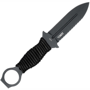CobraTec Ringed Claymore Folding Knife Serrated Dagger Black