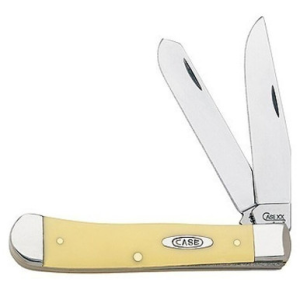 Case Trapper Knife Clip and Spey Chrome Vanadium Blades Yellow Handle