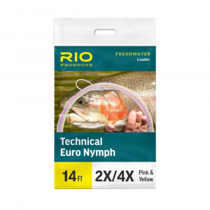 Rio Technical Euro Nymph Leader with Tippet Ring - Pink and Yellow - 14ft 2X/4X