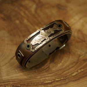 Sight Line Provisions Lost Cast Collection - Trout 2.0 Hammered Finish Bracelet - Horween Brown