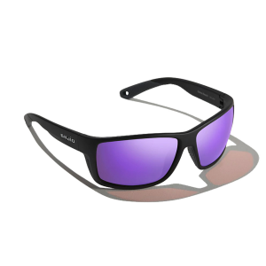 Bajio Bales Beach Sunglasses - Polarized - Black Matte with Violet Mirror Plastic