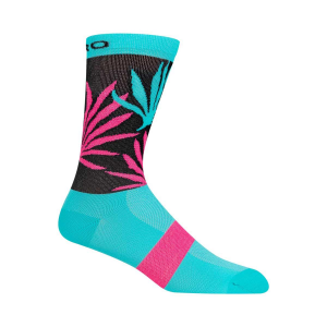 Giro Comp Racer High Rise Sock - Screaming Teal and Neon Pink Palms - M