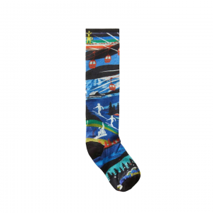 Smartwool Ski Zero Cushion Skication Print OTC Sock - Kids' - Neptune Blue - XL