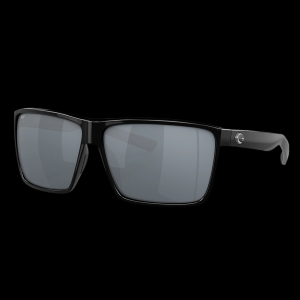 Costa Rincon Polarized Sunglasses - Shiny Black with Grey Silver Mirror 580P