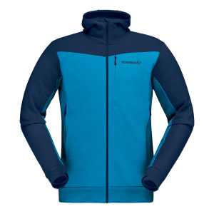 Norrona Falketind Warm Wool 2 Stretch Zip Hooded Jacket - Men's - Hawaiian Surf and Indigo Night - L