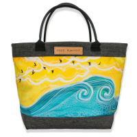 Free Range Canvas Tote Bag - A Sunny Day and Three Waves - One Size