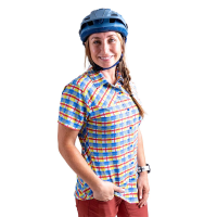 Club Ride Bandara Splash Plaid Jersey - Women's - Vivid Blue RGB Print - S