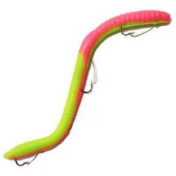 IKE-CON Big 8ight Weedless Finesse Worm - Watermelon/Chartreuse Tail