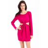 Mustard Seed Long Sleeve Dress With Exposed Waist In Pink; Small