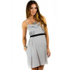 Olivaceous Classic Cocktail Dress With Tie In Grey; Large Size L