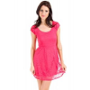 Shaish Laced Fully Lined Dress In Dark Pink; Large Size L