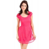 Shaish Laced Fully Lined Dress In Dark Pink; Large Size L