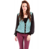 Love Riche Star Printed Light Cardigan In Turquoise And Black; Medium